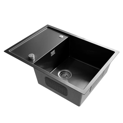 Кухонная мойка Ulgran Steel 680x500, черная брашированная сталь фото в интернет-магазине Русалия