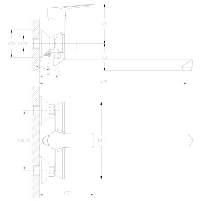 Смеситель для ванны Rossinka RS27 (RS27-33) фото в интернет-магазине Русалия