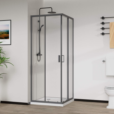 Душевой уголок City VSS-5CT9010CLGM, 1000*900, вороненая сталь , стекло прозрачное Vincea фото в интернет-магазине Русалия
