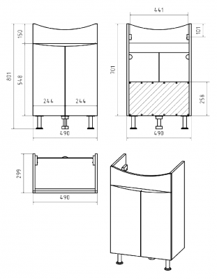 Тумба Смайл 50 с раковиной Керамин Рива 50 Misty фото в интернет-магазине Русалия