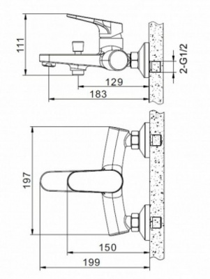 Смеситель для ванны Eler F6191238CP-01 Bravat фото в интернет-магазине Русалия