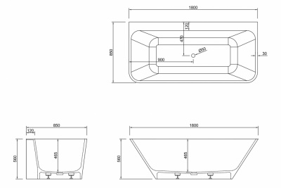 Ванна из искусственного камня ABBER Stein AS9619 белая матовая 180х85х56 см фото в интернет-магазине Русалия