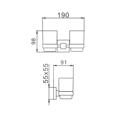 Стакан для ванной комнаты двойной Haiba HB8908, черный фото в интернет-магазине Русалия