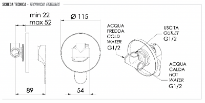 Смеситель для душа Remer Class Line L30 фото в интернет-магазине Русалия