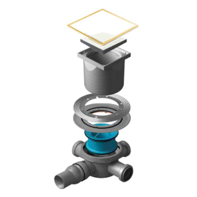 Точечный трап Pestan Confluo Standard 15х15 White Glass Gold (13000158) фото в интернет-магазине Русалия