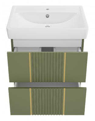 Тумба Vega 60 подвесная (зеленая) с раковиной Dreja Q 60 Brevita фото в интернет-магазине Русалия