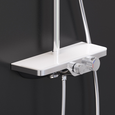 947730000 Apollo душевая система с ванно-душевым смесителем-полкой, хром фото в интернет-магазине Русалия