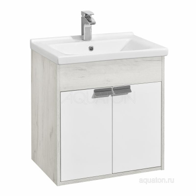 Тумба под раковину AQUATON Флай 60 белый, дуб крафт 1A237301FAX10 фото в интернет-магазине Русалия