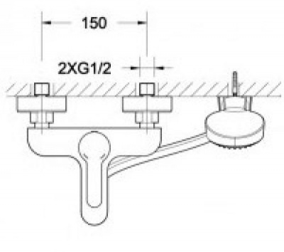 Смеситель для ванны с гарнитуром Stream F63783C-B Bravat фото в интернет-магазине Русалия