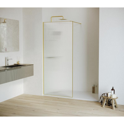 Душевая перегородка RGW WA-08Gb 1200, стекло Ribbed (Ребристое), профиль золото BRUSH фото в интернет-магазине Русалия