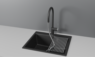 Смеситель для кухни GRANULA с выдвижным изливом (8172, ЧЕРНЫЙ) фото в интернет-магазине Русалия