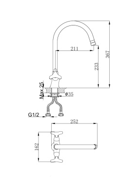 Смеситель для кухни DK Hessen Goethe (DA1382441) фото в интернет-магазине Русалия