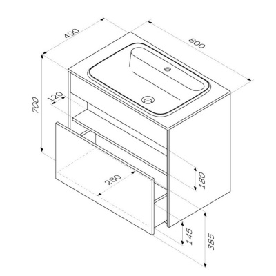 M8FFUX0801WG Func, База с нишей, 1 ящик (pull-out), 80 см, цвет белый глянец Am.Pm фото в интернет-магазине Русалия