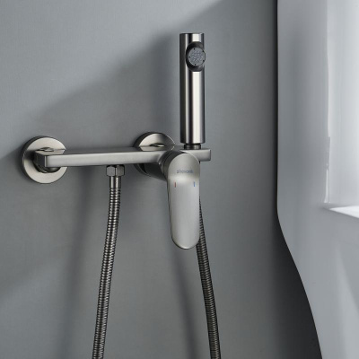 Гигиенический душ со смесителем Shevanik S4305T-1, оружейная сталь фото в интернет-магазине Русалия