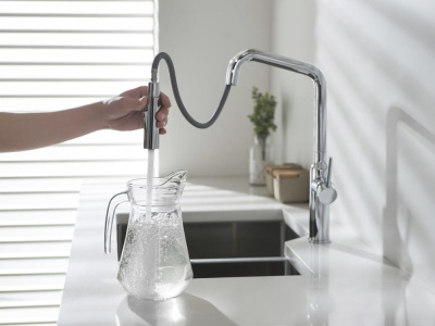 Смеситель для кухни с выдвижной лейкой Timo Saona (2386/00FL) хром фото в интернет-магазине Русалия