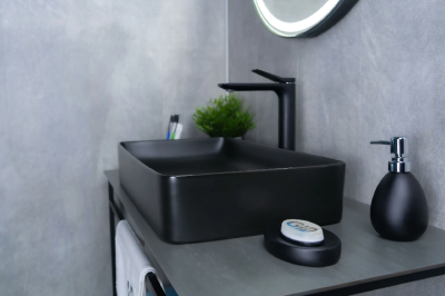 Раковина накладная прямоугольная черная матовая Bm9396 GID фото в интернет-магазине Русалия