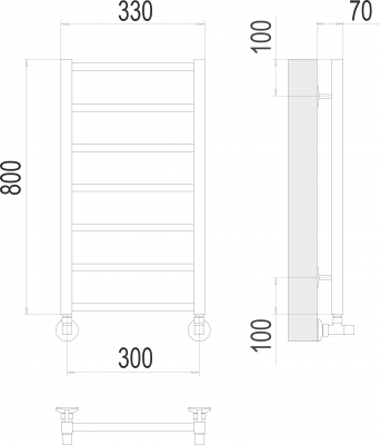 Водяной полотенцесушитель Контур П7 300х800 4670078529633 Terminus фото в интернет-магазине Русалия