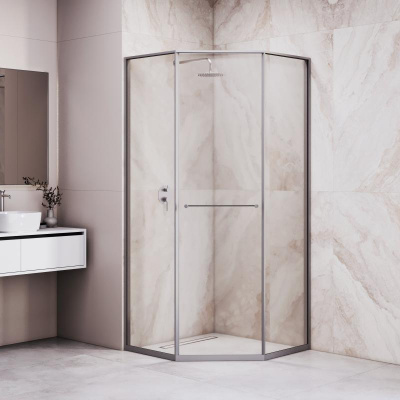 Душевой уголок RGW SV-82Gr "R" 1000x1000, профиль серый, стекло прозрачное фото в интернет-магазине Русалия