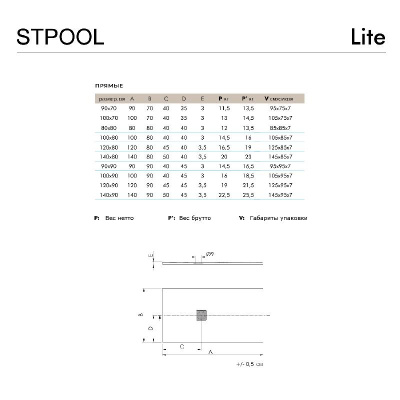Душевой поддон, LITE 90х90 WHITE MATT, LITE фото в интернет-магазине Русалия