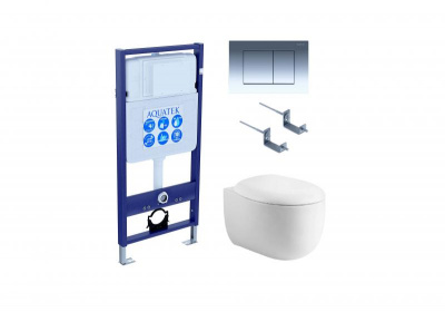 Set AQUATEK АЛЬТАИР (рама AQUATEK Standard INS-0000012 с звукоиз.прокладкой+крепеж KKI-0000002+кнопкаKDI-0000010+унитаз АЛЬТАИР AQ1980-00 с крышкой-сиденьем soft-close) фото в интернет-магазине Русалия