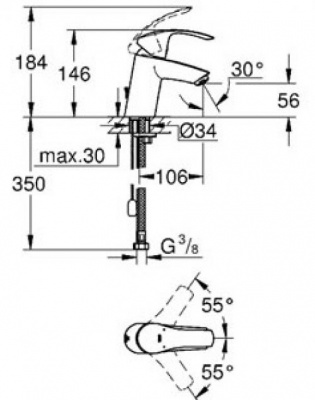 Смеситель для раковины Eurosmart 33188002 Grohe фото в интернет-магазине Русалия