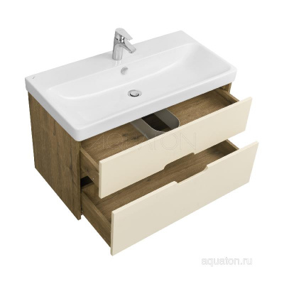 Тумба под раковину AQUATON Оливия 90 бежевый, дуб велл 1A254401OLVG0 фото в интернет-магазине Русалия