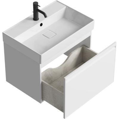 Подвесная тумба 66  Pure белый PUR0165WM + умывальник  Вилис 650 4610119204013 Aqwella фото в интернет-магазине Русалия