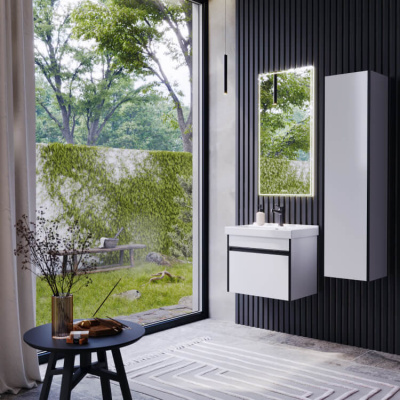 Подвесная тумба 60  Urban белый URB0106W + умывальник Фест 600 FST60SLWB01 Aqwella фото в интернет-магазине Русалия