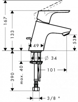Смеситель для раковины Focus E 2 31730000 Hansgrohe фото в интернет-магазине Русалия