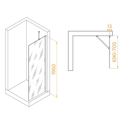 Душевая перегородка RGW WA-110 700, стекло прозрачное, профиль хром фото в интернет-магазине Русалия