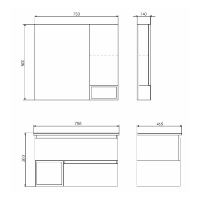 COMFORTY. Зеркало-шкаф "Турин-75" дуб бежевый фото в интернет-магазине Русалия