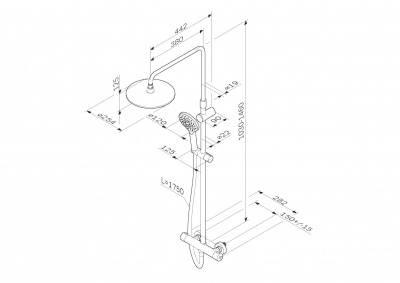 F0780464 Like,душ.система набор:см-ль д/душа термостат,верх.душ d250 мм, ручной душ 120 мм, 3 функци фото в интернет-магазине Русалия