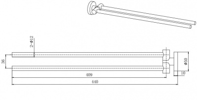 Полотенцедержатель двойной AQUATEK, матовый черный AQ4013MB ВЕГА фото в интернет-магазине Русалия