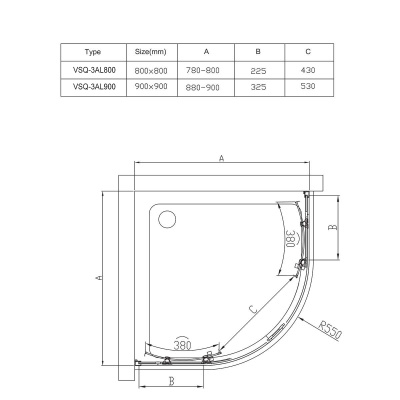 Душевой уголок Alpha VSQ-3AL800MT, 800*800, хром, стекло текстурное Vincea фото в интернет-магазине Русалия