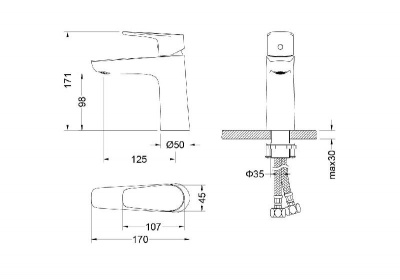 Смеситель для раковины 98, без донного клапана AQUATEK AQ1110CR БЕТТА фото в интернет-магазине Русалия