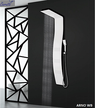 Панель ARNO WB душевая из нержавеющей стали с форсунками Ceruttispa CT9655, цвет белый с черным фото в интернет-магазине Русалия