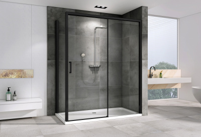 Душевой уголок ABBER Komfort AG93130B-S92B 90х130 прямоугольный, профиль черный, прозрачное стекло фото в интернет-магазине Русалия