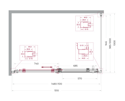 Душевой уголок BelBagno MARINO-2-AH-1-150/100-C-GM фото в интернет-магазине Русалия