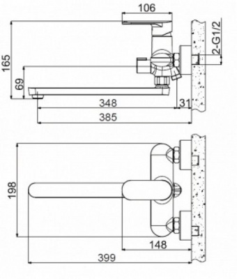 Смеситель для ванны универсальный Opal F6125183CP-02L Bravat фото в интернет-магазине Русалия