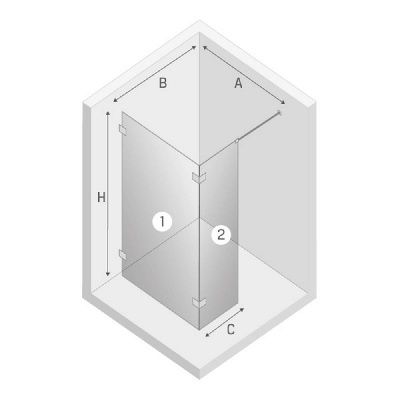 Душевое ограждение NEW TRENDY EVENTA стенка 1 150x200 EXK-4637 (хром) фото в интернет-магазине Русалия
