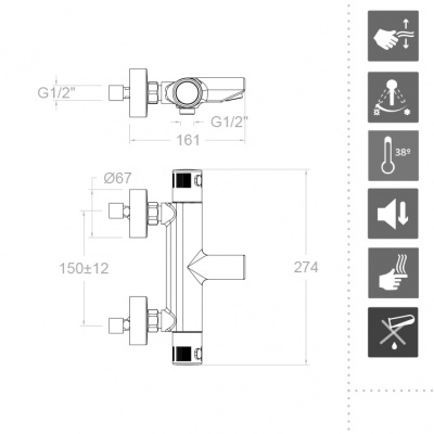Термостатический смеситель для ванны наружнего монтажа TERMOTECH 963901S Ramon Soler фото в интернет-магазине Русалия