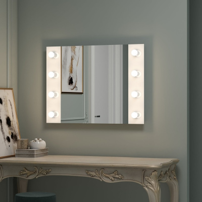 Зеркало с подсветкой Гримерное Этюд 800х600 (8 ламп) ЗГП02 Continent фото в интернет-магазине Русалия