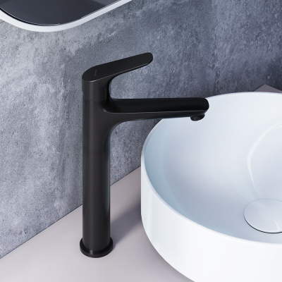 770250301 Jupiter, смеситель для умывальника высокий, черный фото в интернет-магазине Русалия