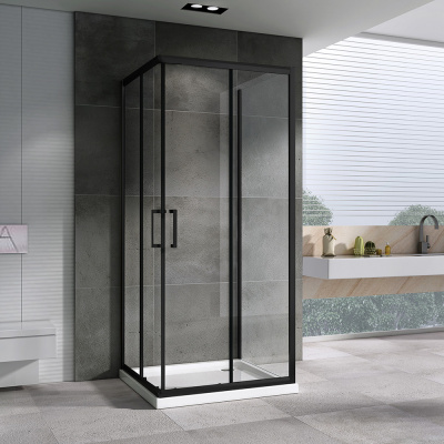 Душевой уголок ABBER Schwarzer Diamant AG02090B-S90B 90х90 квадрат, профиль черный, прозрачное стекло фото в интернет-магазине Русалия