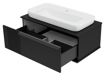 Тумба Savoy 90 подвесная (черная) с раковиной Ekokerama Doppio 80 Brevita фото в интернет-магазине Русалия
