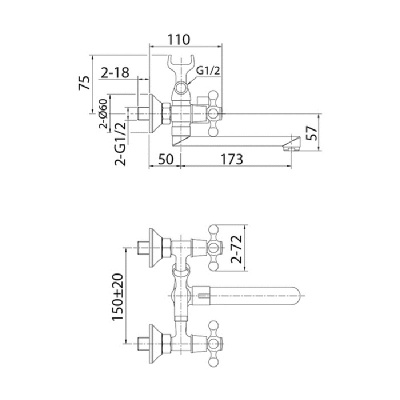 Смеситель для ванны Milardo Duplex (DUPSB02M02) фото в интернет-магазине Русалия