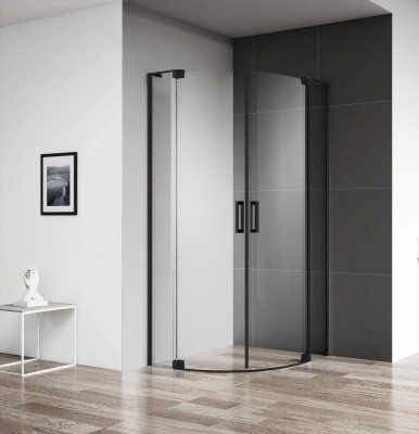 Душевой уголок  CEZARES SLIDER-R-2-80/90-C-NERO фото в интернет-магазине Русалия