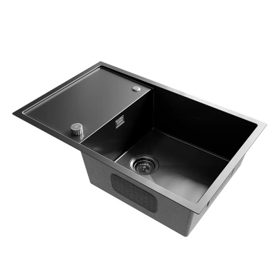 Кухонная мойка Ulgran Steel 780x500, черная брашированная сталь фото в интернет-магазине Русалия