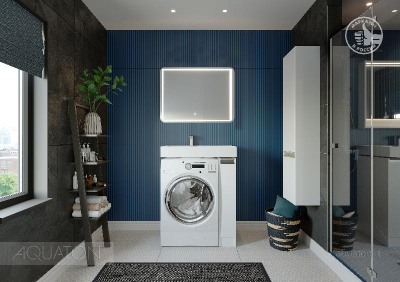 Тумба под раковину AQUATON Лондри 20 белый с фасадом 1A236101LH010 фото в интернет-магазине Русалия