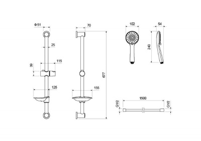 Душевой гарнитур 3jet 65 см AQUATEK AQ2013CR БЕТТА фото в интернет-магазине Русалия